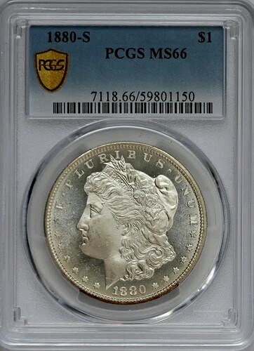 1880年代 モルガン銀貨 1ドル ? PCGS MS66 ? 金の盾はPLのように見える 非常に良い