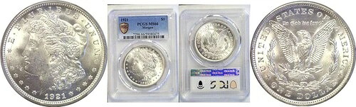 1921年 1ドル モルガン・ダラー PCGS MS-66