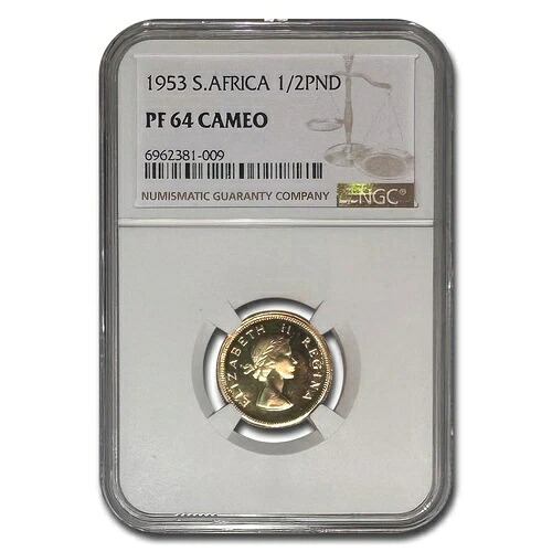 1953年南アフリカ金貨 1/2ポンド プルーフ 64 NGC