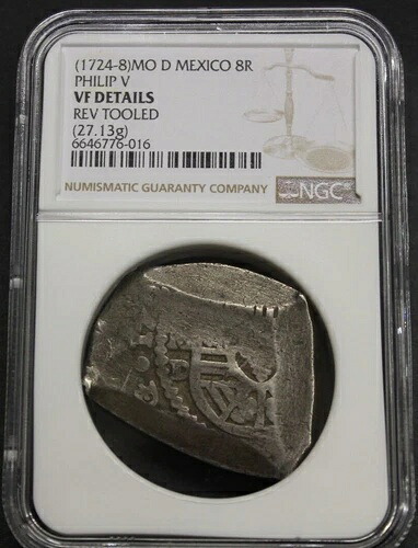 (1724-8) フィリップ V 8 リアルコブ メキシコ NGC VF 鑑定士 D シルバー 植民地時代 1700年代