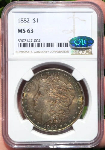 1882-P モルガン銀貨、NGCおよびCACによるグレードMS63、両面完全トーン｜WORLD RESOURCE【KING店】