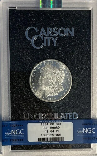 1884-CC GSA NGC MS64 PL! モルガン銀貨