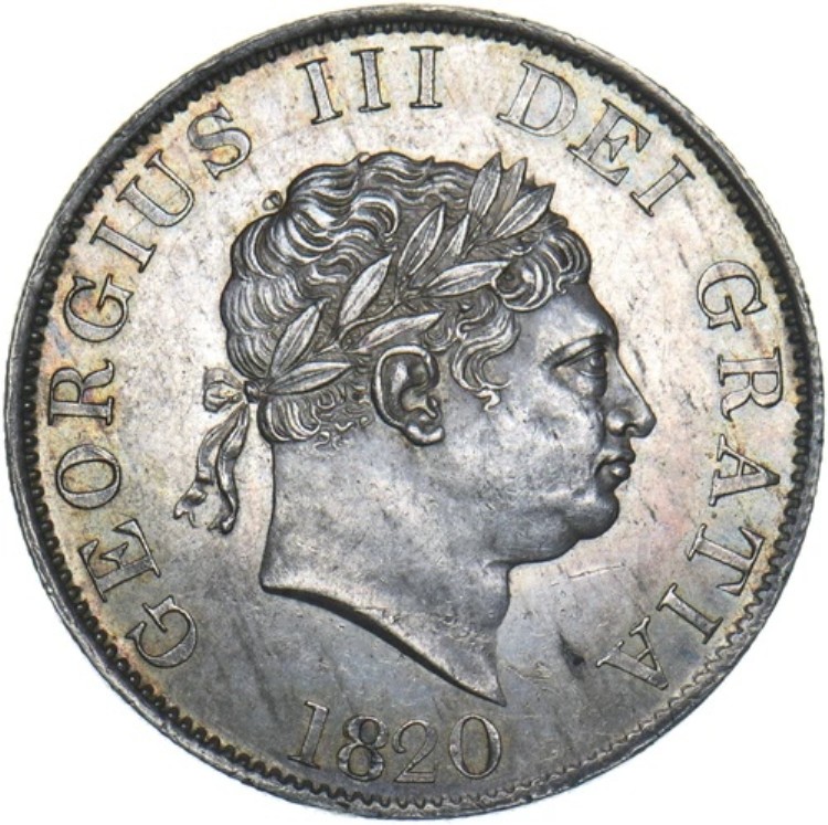 1820年ハーフクラウン - ジョージ3世英国銀貨 - 素晴らしい