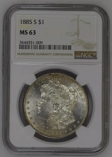1885年 S モルガン銀貨 NGC MS-63 ストロングストライク