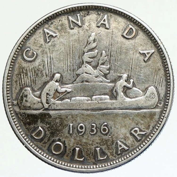 1936年 カナダ 英国国王ジョージ5世統治下 航海者 アンティーク シルバードルコイン i112116
