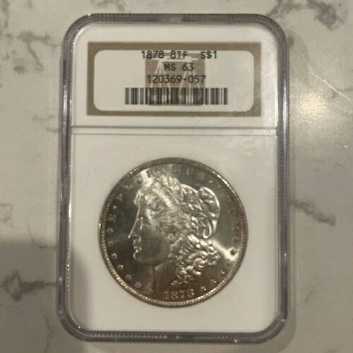 1878 8TF モーガン・ダラー NGC MS63 発行初年度 希少な 8 枚の尾羽根! ??