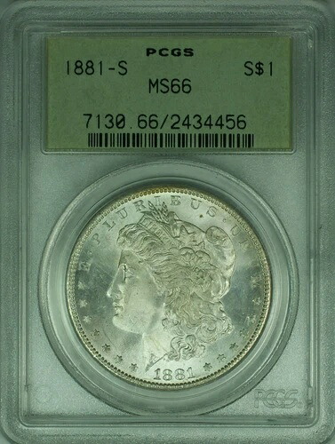 1881-S モーガン銀貨 1ドル PCGS MS-66 OGH グリーンラベル