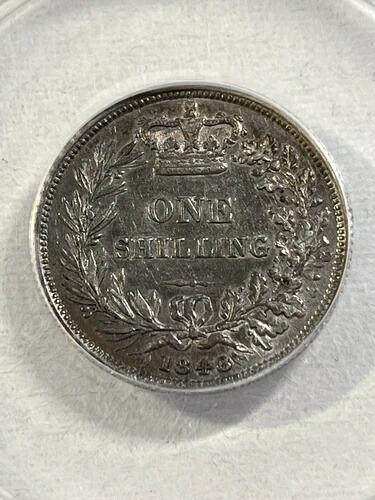 1848/6年 イギリス 1シリング銀貨 ANACSによるVF 30グレード