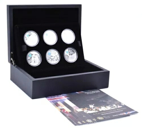 2011 シルバー プルーフ グレート ブリティッシュ アイコン 6x 5ポンド ?5 ロンドン オリンピック ボックス + COA
