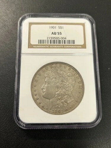 1901年 P モルガン・ダラー NGC AU-55 - より良い日付の銀貨 - 認定スラブ - 1ドル