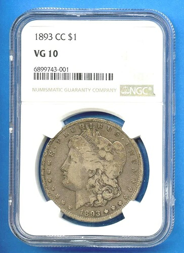 1893 CC NGC VG10 モルガン銀貨 1ドル 米国造幣局 希少キー日付 1893-CC VG-10｜WORLD RESOURCE【KING店】