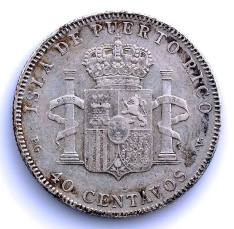 スペイン - アルフォンソ13世。40セント 1896年。プエルトリコ。銀貨10ポンド。希少｜WORLD RESOURCE【KING店】