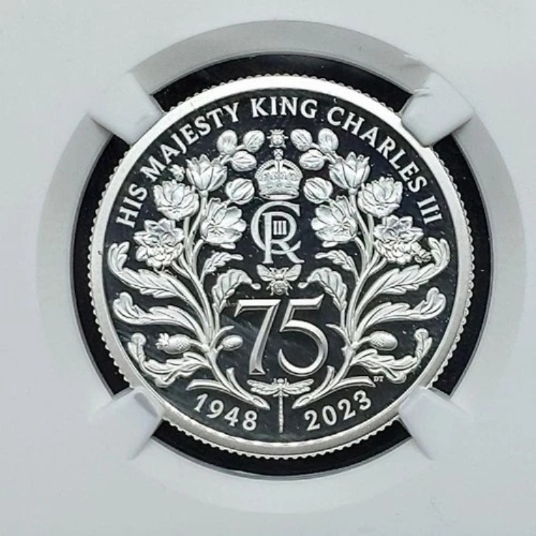 NGC PF69UC FR チャールズ3世生誕75周年記念 1ポンド銀貨 / 4