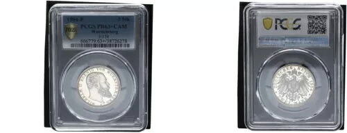 ヴュルテンベルク 2 マーク 1904 F ヴィルヘルム2世 PCGS PR63+CAM ポリッシュプレート 111593