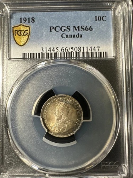 カナダ 1918年 10セント PCGS MS66|WORLD RESOURCE【KING店】