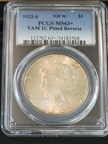 1923-S ピースダラー VAM 1C ピットリバース PCGS MS-63+