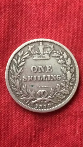 希少なヴィクトリア女王1879年シリングVFタイプA5サードヘッド.925シルバーコイン