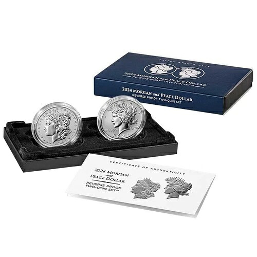 2 個セット - 2024-S リバース プルーフ $1 モルガン アンド ピース シルバー ダラー ボックス、OGP など...｜WORLD RESOURCE【KING店】