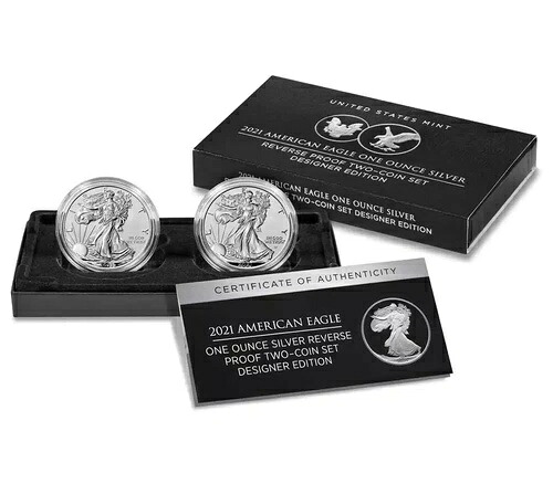 2021年 1オンス アメリカン シルバー イーグル リバース プルーフ コイン 2枚セット (箱/COA付き)｜WORLD RESOURCE【KING店】