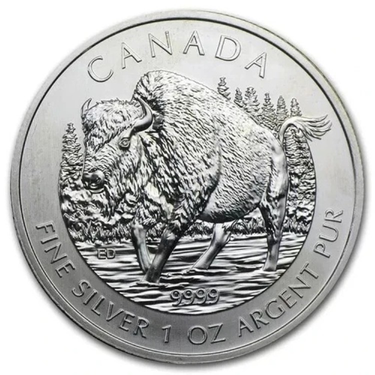 2013年 1オンス 銀貨 カナダドル 5ドル 木製バイソンコイン .9999 ファイン BU (5枚セット)|WORLD RESOURCE【KING店】