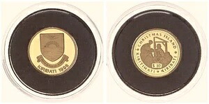 キリバス 10ドル 1998年 クリスマス アイスランド 1/25オンス 金貨 Pf IN カプセル 119477