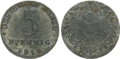 5 フェニヒ 1919 年の不足貨幣 Ersatzm?nzen 1. 第二次世界大戦 52165｜WORLD RESOURCE【KING店】