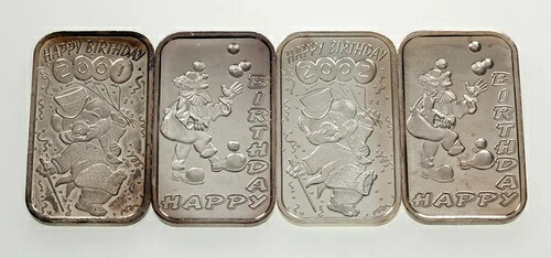 1998-2002 ハッピーバースデー 1オンス シルバーアートバー 4本コレクション｜WORLD RESOURCE【KING店】