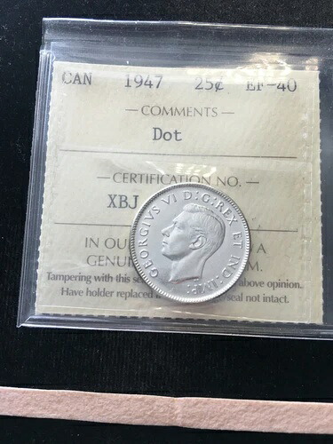 1947年 DOT ICCS グレードカナダ銀貨 25 セント、**EF-40** 149,050円