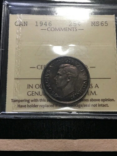1946年 ICCS グレード カナダ 25 セント、**MS-65**