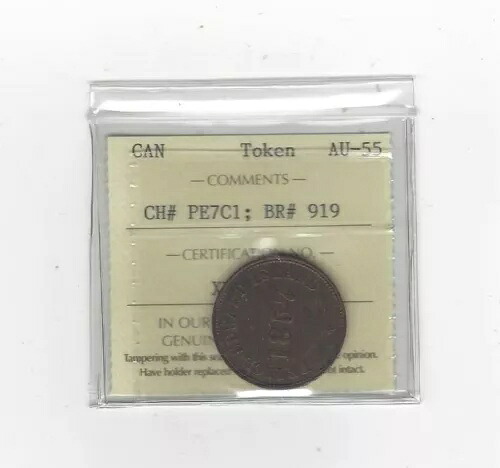 カナダトークン PE-7C1 ブルトン #919、ICCS グレード **AU-55** 自治政府トークン 149,050円