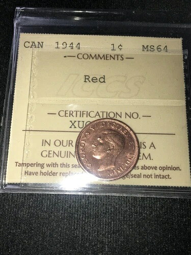 1944年 ICCS グレードカナダ、小型1セント、**MS-64** # XUQ 230