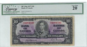 1937 BOC BC-24a、$10 Osb/Tow SN A/D 6084730 LEGACY VF-20
