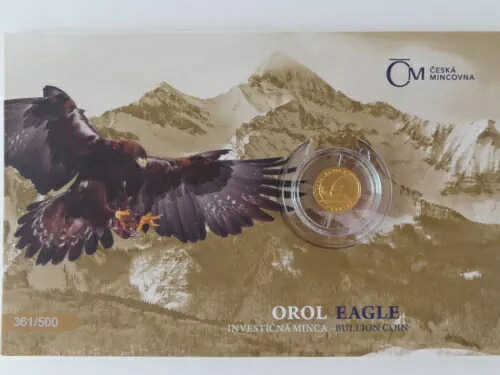 チェコ共和国 2022 1/25オンス 金貨 コイン BU - スロバキア イーグル - OROL - カード -
