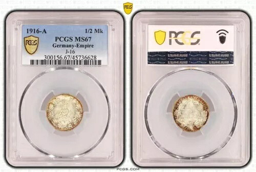 1/2マーク J.16 1916年 ブリリアントアンサーキュレート PCGS認定 PCGS MS67 96826
