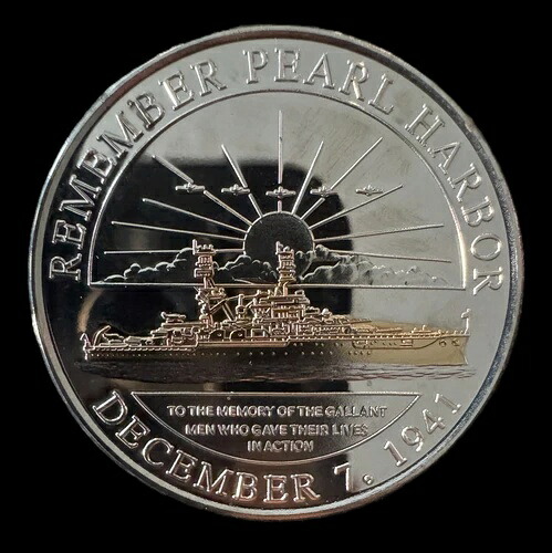 1991年 真珠湾攻撃50周年記念 1オンス .999 銀貨 24K金レリーフ付き｜WORLD RESOURCE【KING店】