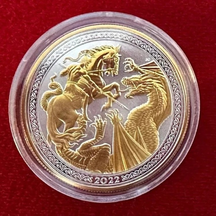 2022年モダンマスターズ セントジョージ&ドラゴン 1オンス .999 シルバーコイン(24金メッキ)|WORLD RESOURCE【KING店】