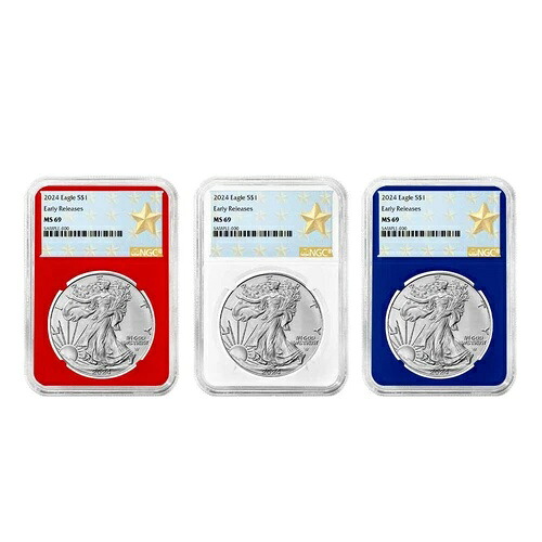 2024 年 $1 アメリカン シルバー イーグル 3 枚セット NGC MS69 ER ウェスト ポイント スター ラベル レッド W...|WORLD RESOURCE【KING店】