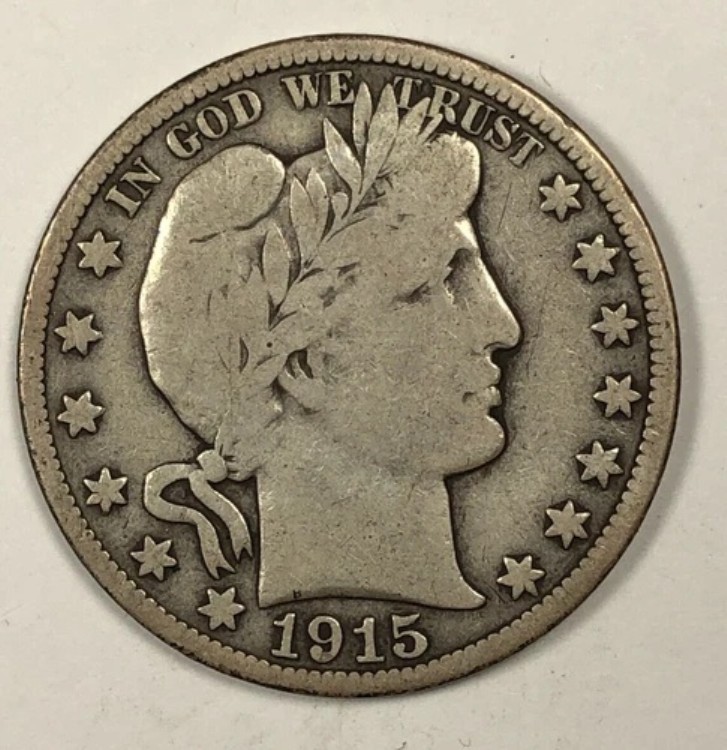 1915年製バーバー50セントハーフドル。状態は非常に良好。日付は良好。|WORLD RESOURCE【KING店】