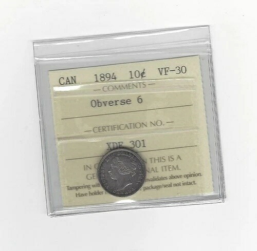 1894年 表面#6 ICCSグレード カナダ 10セント **VF-30**｜WORLD RESOURCE【KING店】