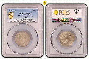 帝国1マルク貨幣 J.17 1904 E Prfr Saint PCGS MS64 72378