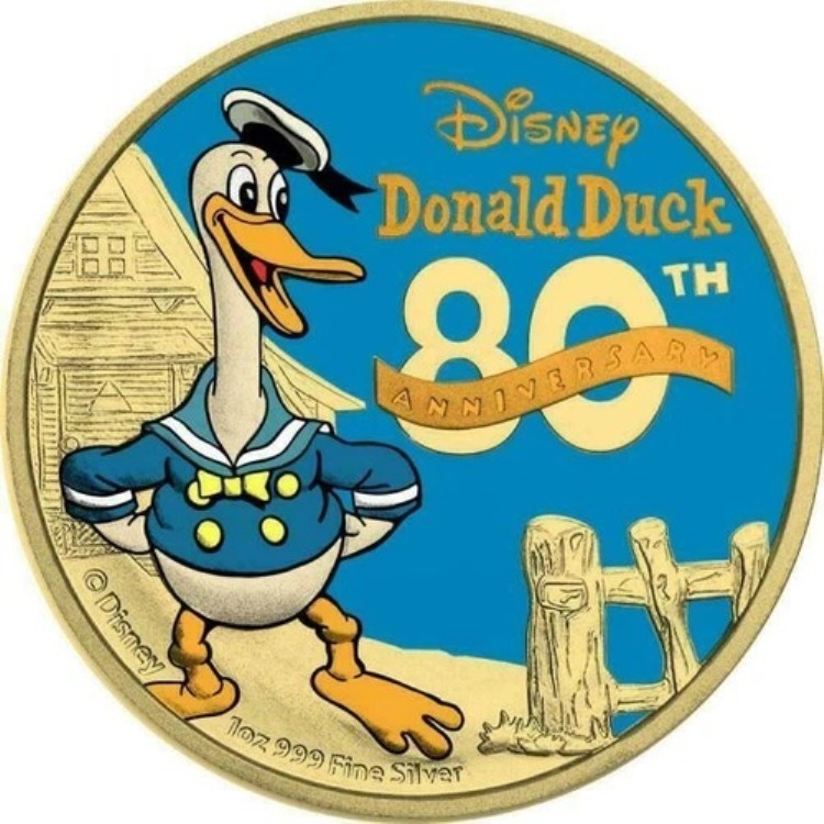 2014年 ドナルドダック 80周年記念 2ドル イエローゴールド＆ブルーゴールド 1オンス 銀貨｜WORLD RESOURCE【KING店】