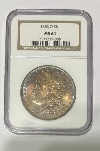 1883-O MS64 モルガン銀貨 NGC認定、トーン/カラー