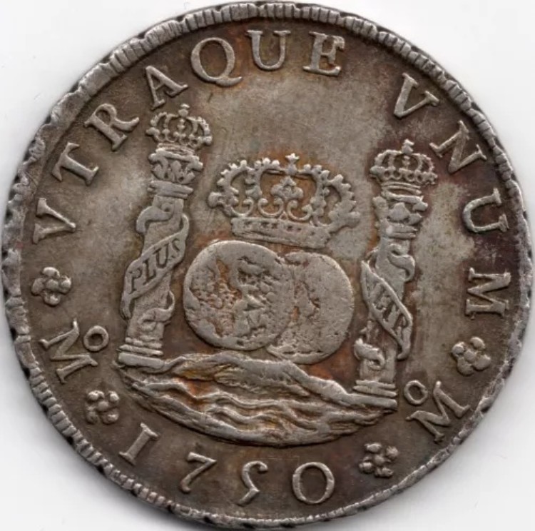 メキシコ、8レアル、1750年。フェルディナンド6世、メキシコ造幣局。ピラードル硬貨。非常に美しい 185,900円