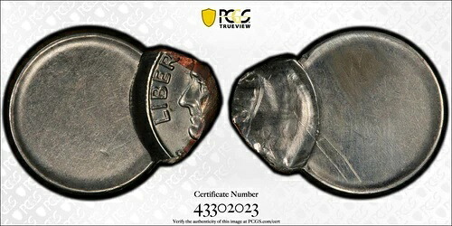 ER237 ルーズベルト・ダイム(日付なし)。銅ニッケルクラッドストライク、センター75%オフ、PCGS MS61|WORLD RESOURCE【KING店】