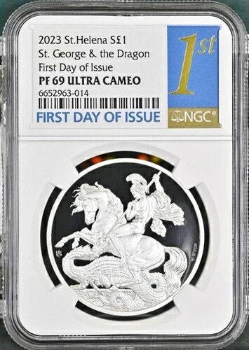 2023年 セントヘレナ セントジョージ ドラゴン 1オンス シルバーコイン PF69FDI / 10|WORLD RESOURCE【KING店】