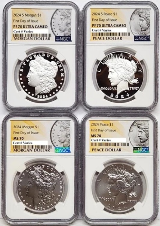 2024年モルガン＆ピース銀貨4枚セット NGC MS PF 70 初日｜WORLD RESOURCE【KING店】