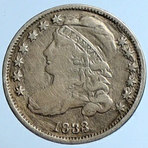 1833年 O アメリカ合衆国 正規品 キャップ付き リバティキャップ シルバー ダイム US コイン i111072|WORLD RESOURCE【KING店】
