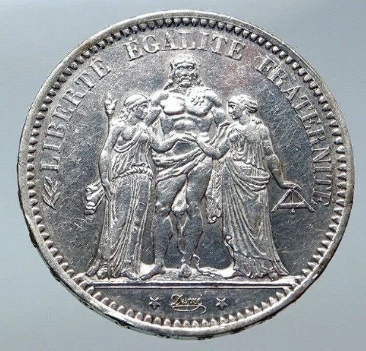 1873年 A フランス ヘラクレスグループ アンティーク ヴィンテージ シルバー 5フラン フランスコイン i85961｜WORLD RESOURCE【KING店】