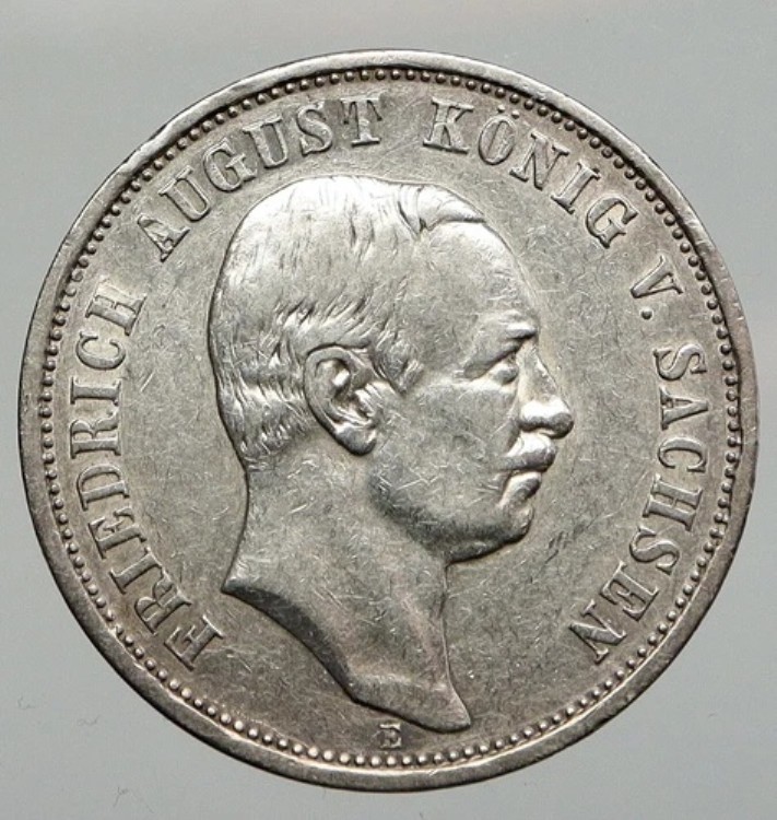 1909年 ドイツ諸州 ザクセン王フリードリヒ・アウグスト 旧銀貨 3マルク i92968｜WORLD RESOURCE【KING店】 245,850円