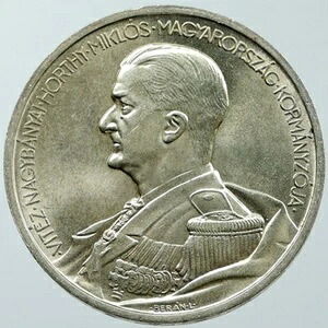 1939年 ハンガリー ホルティ・ミクローシュ提督 アンティーク シルバー 5ペンゴ ハンガリー貨幣 i116577|WORLD RESOURCE【KING店】